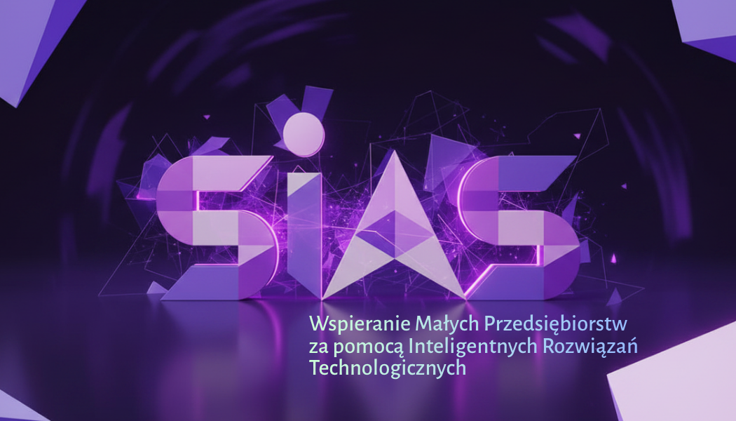 Logo SIAS w przestrzennej, fioletowej stylistyce